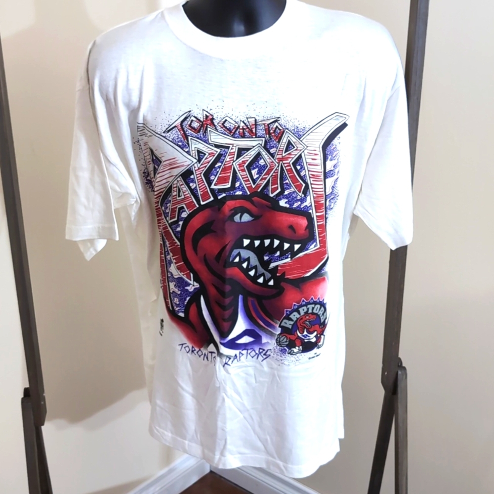 Ravens| NWOT Vintage Toronto Raptors White Short Sleeve T-shirt Cotton - Picture 2 of 11